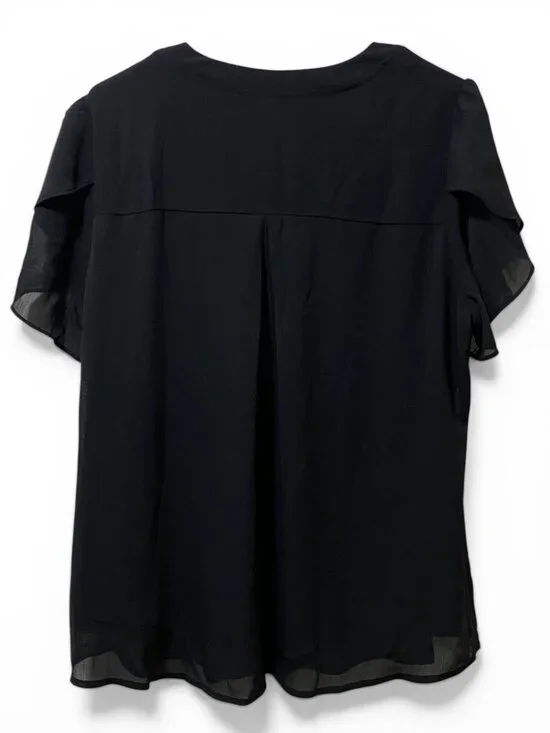 Black Ruffle Sleeve Chiffon Blouse L Lightweight & Elegant NWT - Picture 2 of 9